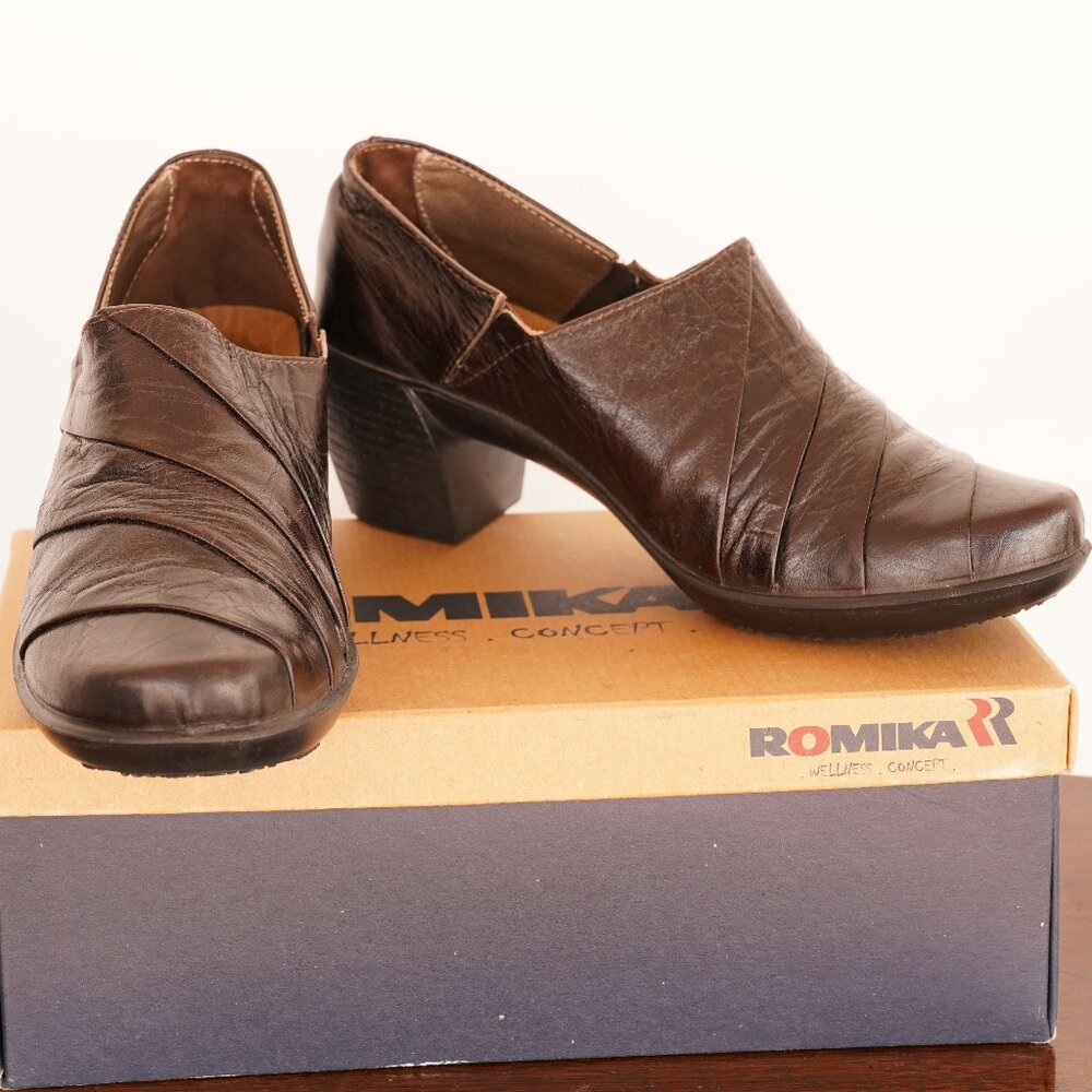 Romika Dark Brown Leather Bootie Shoes Size 39 (8)US New